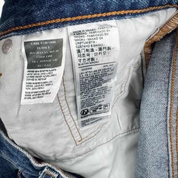 Levi's 501 Jeans Mens 32x30 (33x30 ACTUAL) Distressed Button Fly Blue Denim - Picture 10 of 13